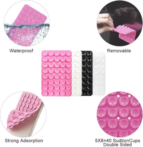 BKEPDY Lot de 4 Silicone Support Telephone Ventouse Support de téléphone antidérapant pour Selfies et vidéos pour Tous Modèles – Image 3