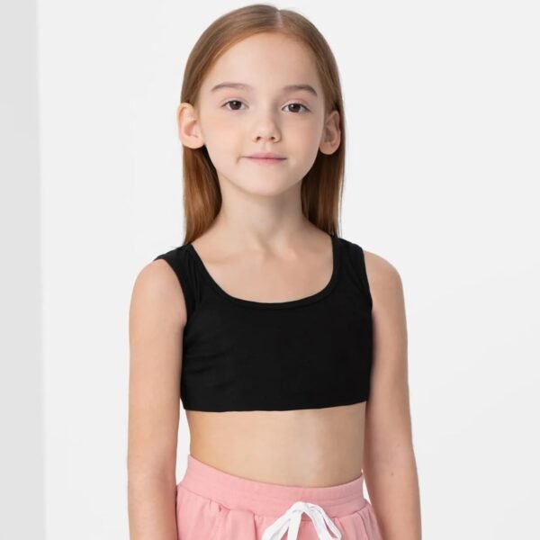FUIPVGI Lot de 4 soutiens-gorge courts pour filles, en coton doux et confortable pour filles, sous-vêtements de sport non rembourrés, soutien-gorge d'entraînement pour filles, enfants, adolescentes, 8 – Image 7
