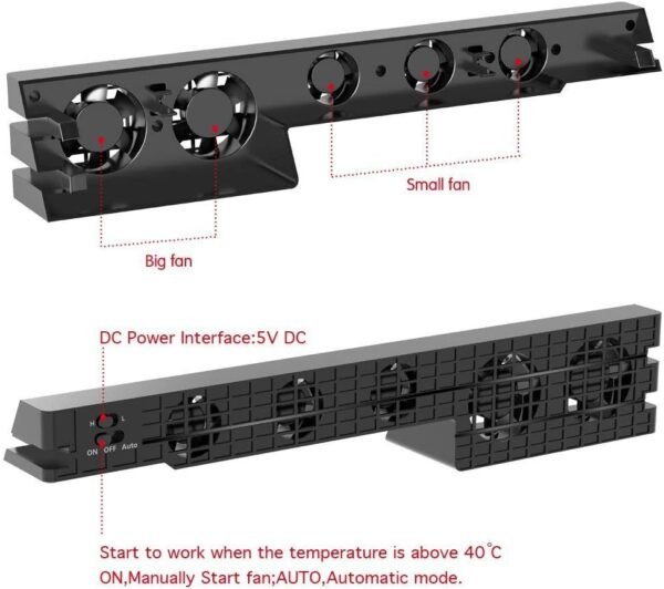 DollaTek Ventilateur de Refroidissement USB Super Externe à 5 températures avec câble USB, Noir pour Console de Jeu PS4 Pro – Image 5