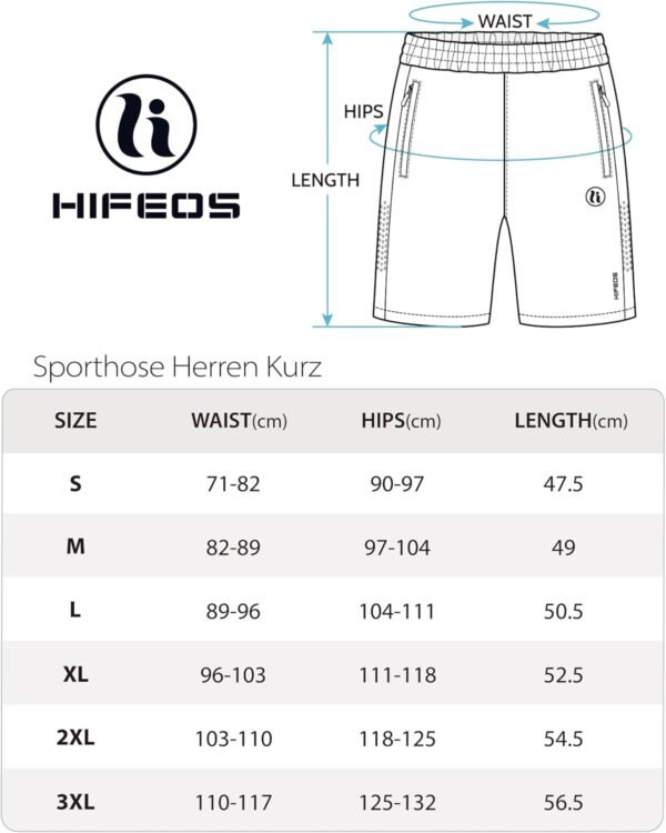 HIFEOS Short Sport Homme Séchage Rapide avec Poches Zippées pour Running, Fitness, Tennis – Image 5