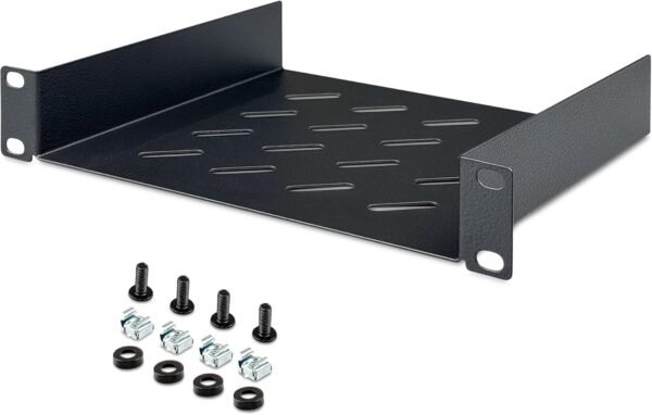DIGITUS Étagère - 1U - 10 pouces (254 mm) - Pour armoire réseau - 200 mm de profondeur - Tôle d'acier perforée - Noir – Image 5