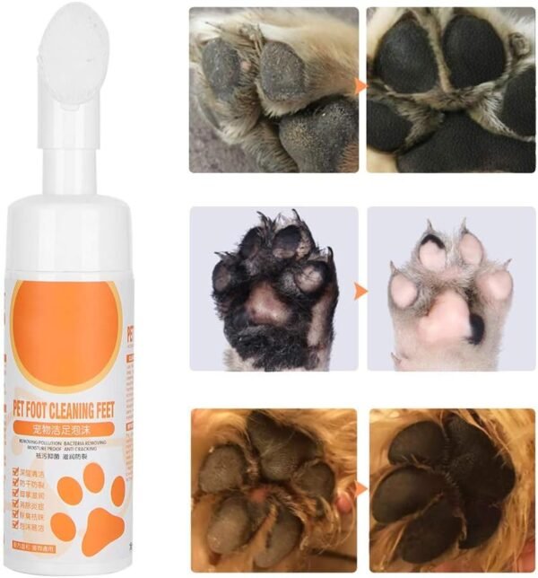 Fournitures de soin des griffes, sans eau, sans lavage, soin de nettoyage des pieds de chien avec tête de brosse de nettoyage portable attachée pour chiens chats pour animalerie à domicile – Image 7