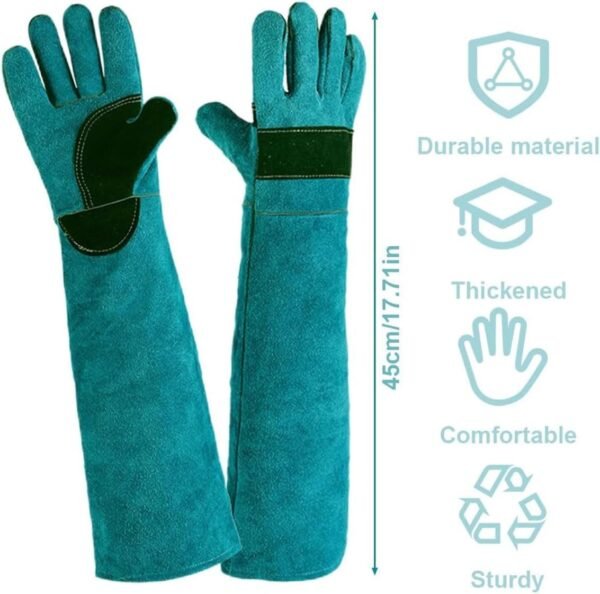 EORPAVU Gants et rouleaux de toilettage chien,Gants d'épilation, gants de protection anti-déchirure et anti-morsure en cuir de vache, peuvent apprendre aux animaux à se nourrir (45 cm) – Image 3
