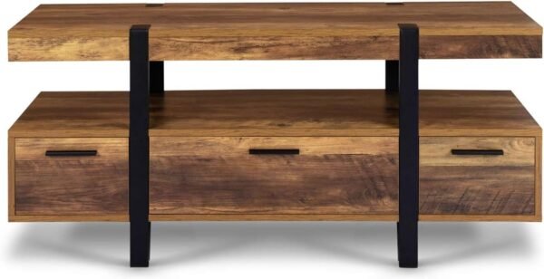IDMarket - Meuble TV 113 cm Austria Bois Pied épingle avec tiroirs – Image 3
