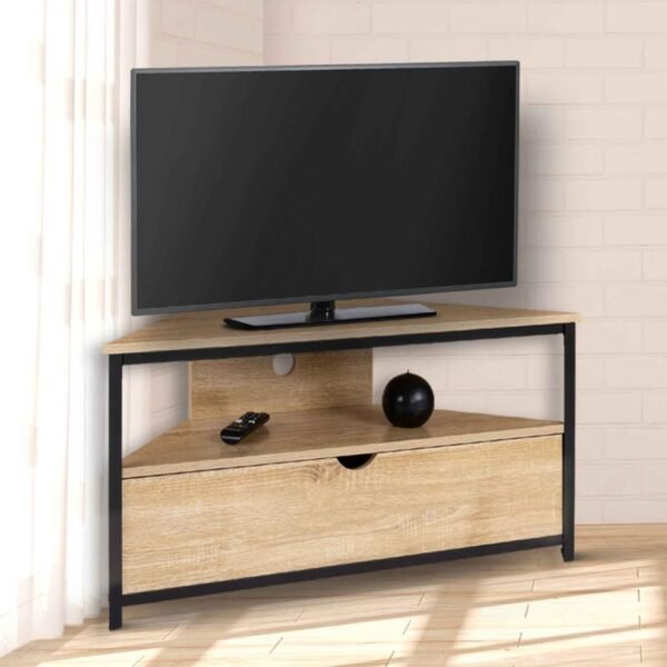 IDMarket - Meuble TV 100 cm d'angle Detroit avec Placard Design Industriel – Image 2