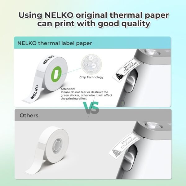 Nelko Imprimante d'étiquettes, Bluetooth P21, Étiqueteuse autocollante portable, Sans fil, Mini imprimante d'étiquettes avec iOS Android, Pour la maison, le bureau, blanc – Image 8