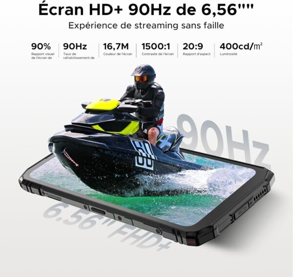 DOOGEE Blade10 Energy 4.5G Smartphone Incassable,Android 15 24GB RAM+128GB ROM/2TB,Telephone Portable Incassable 10.7mm 6.56" HD 90Hz Écran,Batterie 6150mAh,16MP Caméra,NFC/Widevine L1/Face Unlock – Image 5