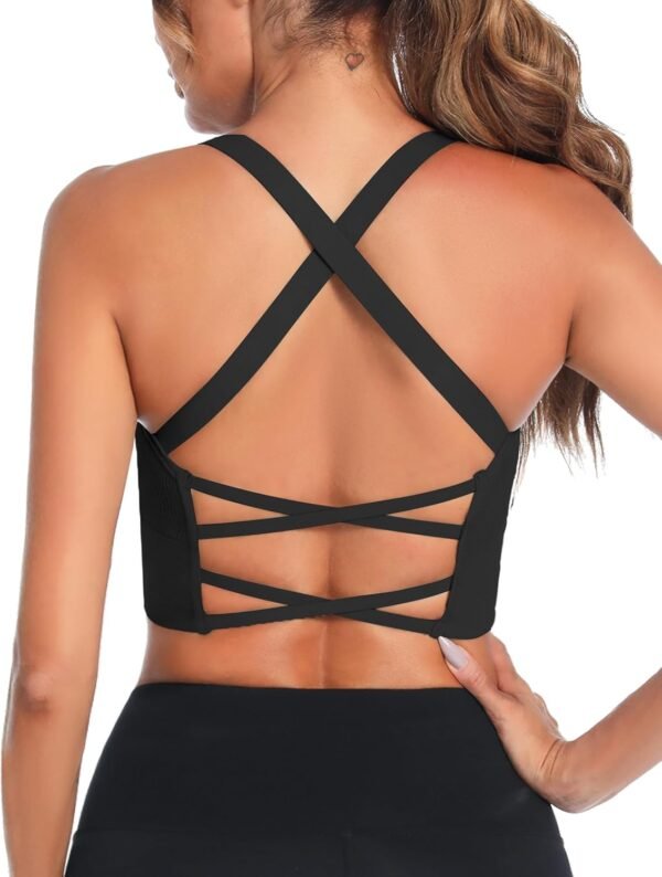 Crewhpo Brassiere Sport Femme sans Armature Soutiens-Gorge de Sport Femme Grande Taille Brassière Femme Maintien Fort avec Coussinets Amovibles pour Yoga Fitness Running S-XL – Image 7