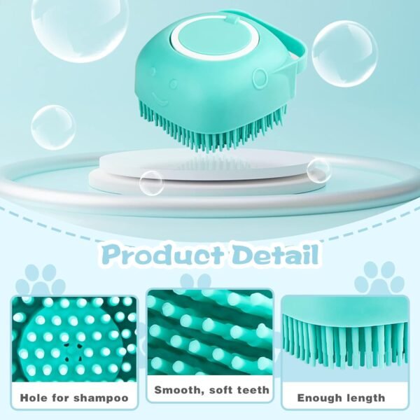 FUYIHGL Brosse à shampoing Bubble Brush pour le bain - Savon pour chien - Avec distributeur de savon - Brosse de douche en silicone avec poignée en boucle - Pour animaux domestiques, chiens, chats – Image 3