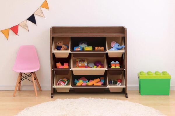 Iris Ohyama, Étagère pour Jouet, Meuble de Rangement Enfant, Organisateur, Boîtes à Jouets, 9 coffres Amovibles Multicouleurs, Ecole, Chambre, Salle de Jeux - Kids Toy Rack - TKTHR-39 - Marron – Image 2