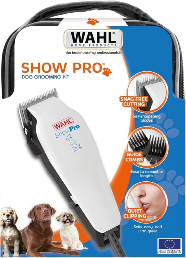 Wahl Show Pro, toilettage Complet du Pelage de l'animal, Tondeuse Filaire silencieuse, tête de Coupe en Acier à Haute teneur en Carbone affûtée avec précision, kit Complet de Tonte pour Chien. – Image 3