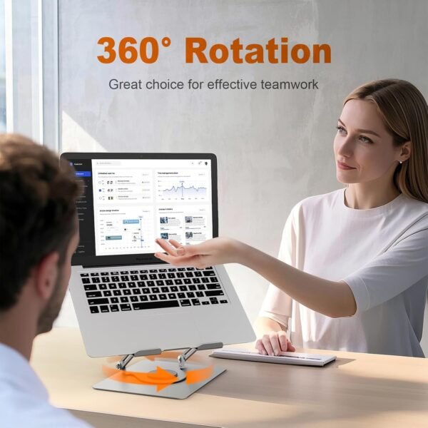 GRIFEMA Support Ordinateur Portable, Support PC Portable Rotatif à 360°, Réglable en Hauteur, Pliable Laptop Stand Compatible avec MacBook Air/Pro, Dell, HP (11-17") GB1050-1 - Argenté – Image 3