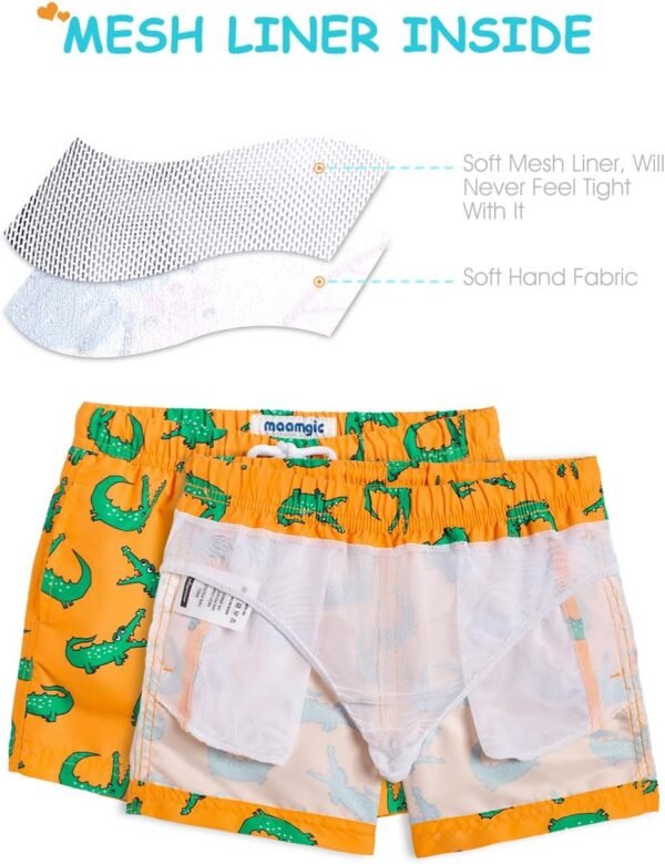 MaaMgic Short de Bains D'Ete Garcons Filles Carton Dinasaure avec Slip Filet Maillot de Bain Enfant a la Plage – Image 3
