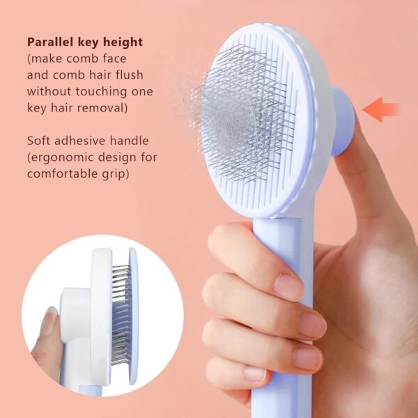 Marooma Brosse Ronde Professionnelle pour Chat avec Fonction de Massage à Aiguille épaisse, Routine de Toilettage pour Animaux de Compagnie, Brosse de Toilettage pour Chats et Chiens, Garde(Bleu) – Image 3