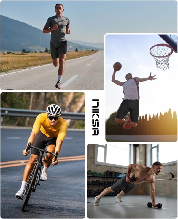 Niksa 1/3 Pièces Short Running Homme Short de Compression à Séchage Rapide et Respirant Short de Sport Ajusté avec Poches pour Téléphone Portable – Image 7