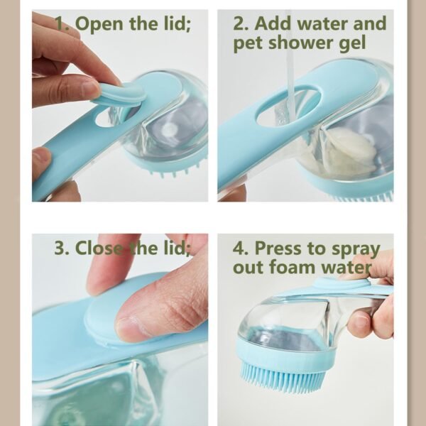 Brosse Bain pour Chien, Brosse de Lavage pour Chat, Brush Lavage Chien en Silicone, Brush à Shampoing avec Distributeur de Savon pour Animaux (B) – Image 5
