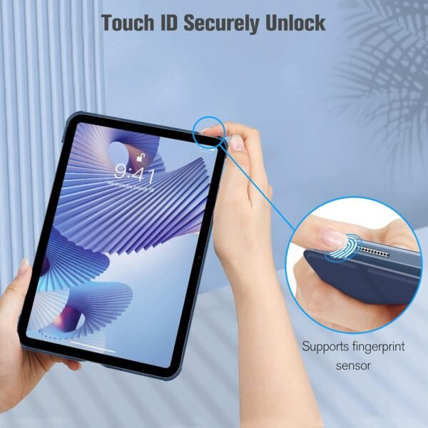 FINTIE Coque pour iPad (A16) 11 Pouces 11ème Génération 2025, iPad 10ème Génération 10.9 Pouces 2022 - Coque Arrière Rigide Transparente Givrée, Housse Fine Légère Etui Pliable, Marbre Océan – Image 7
