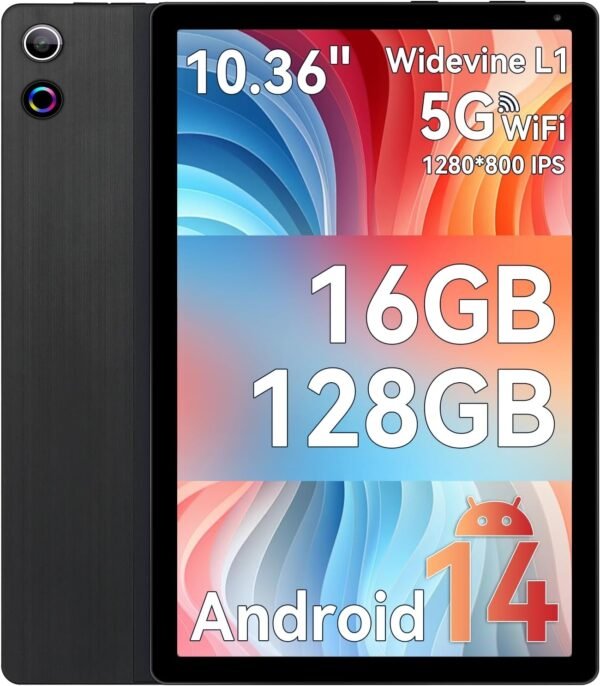 Ainmel Tablette Android, 10 Pouces Octa-Core Processeur, 10GB RAM 128GB ROM, 1TB TF Card Expand, 1280x800 IPS HD Touchscreen, 5G/2.4G WiFi, BT 5.0, 5MP+8MP Dual Camera Android Tablette (Noir)