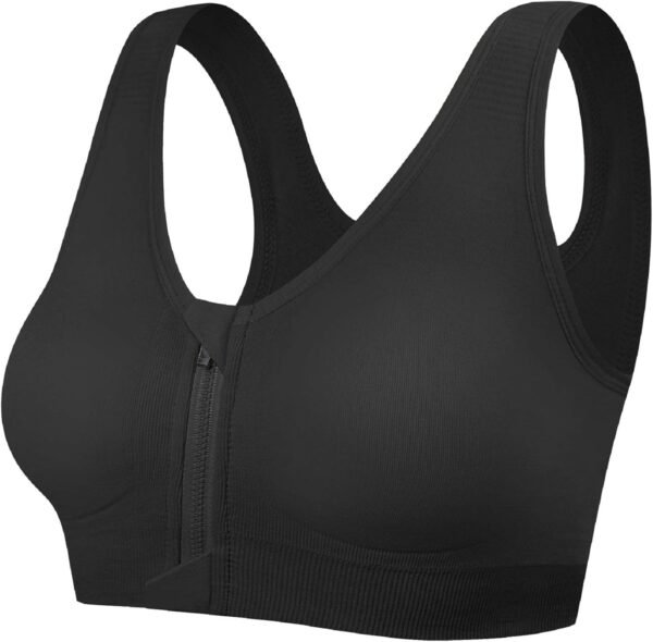 Tuopuda Soutien-Gorge de Sport pour Femme, sans Bonnet, avec Fermeture Éclair Avant et Plaquettes Amovibles pour Gymnastique, Course à Pied, Jogging, Yoga