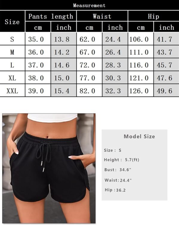 Litherday Short Femme Short de Sport Femme Été Fente latérale Pantalon Court pour Fitness Jogging Running Respirant Doux avec Poches Cordon – Image 6