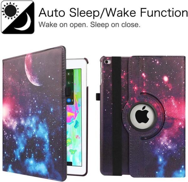 Étui Rotatif pour iPad 9,7" 6ème Génération, 5ème Génération/iPad Air 2/iPad Air – Support Rotatif à 360 Degrés Housse de Protection avec Mise en Veille Automatique (Moon Starry Sky) – Image 3