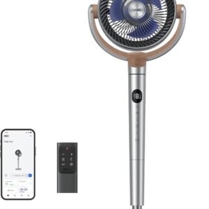 Dreo 20 dB Smart Ventilateur Silencieux sur Pied, Oscillation à 120° + 120°, Ventilateurs Puissants avec Télécommande, Portée de 24 m, 6 Modes, 8 Vitesses, Minuterie de 12 h, Compatible avec Alexa