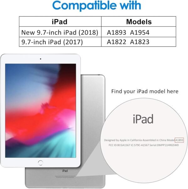 JETech Coque pour iPad (9,7 Pouces, Modèle 2018/2017, 6ème et 5ème Génération), Housse Étui avec Veille/Réveil Automatique (Marine Foncé) – Image 2