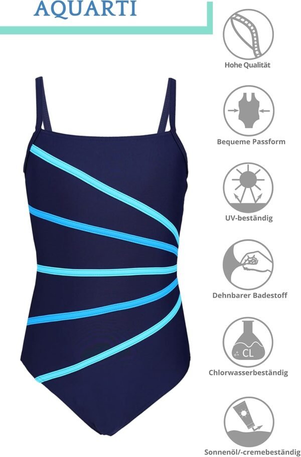 Aquarti Maillot de Bain Fille – Maillot de Bain Une Pièce pour Fille à Bretelles Fines – Image 3