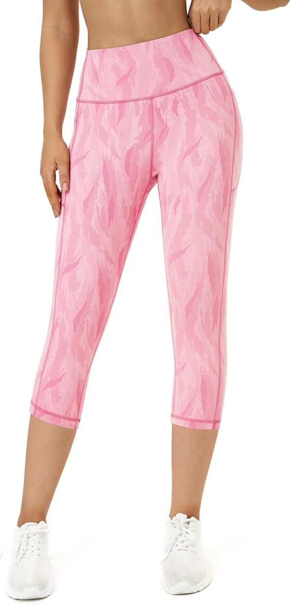 Rexspek Pantalon de sport 3/4 pour femme avec poche, legging opaque, pantalon de sport, pantalon de jogging, legging taille haute, pantalon de fitness – Image 3