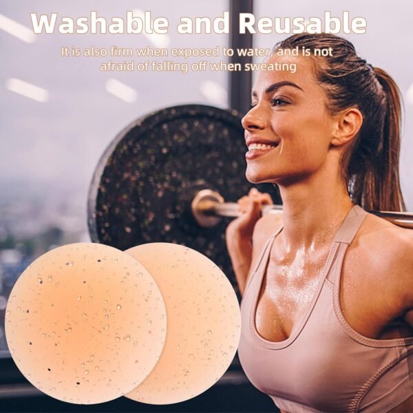 4 Paires Cache-tétons, Tacilin Auto-adhésif Réutilisables en Silicone Doux Couvre Seins Mamelons Invisibles étanches Cache Teton Nipple Cover [8 cm] - Couleur de la Peau Claire – Image 3