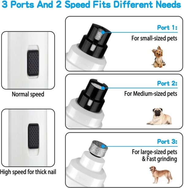 Casfuy Lime à Ongle Chien - Coupe-Ongles électrique Rechargeable à 2 Vitesses pour Animaux de Compagnie toilettage et lissage des Pattes indolores pour Petits Chiens de Taille Moyenne Chats – Image 3