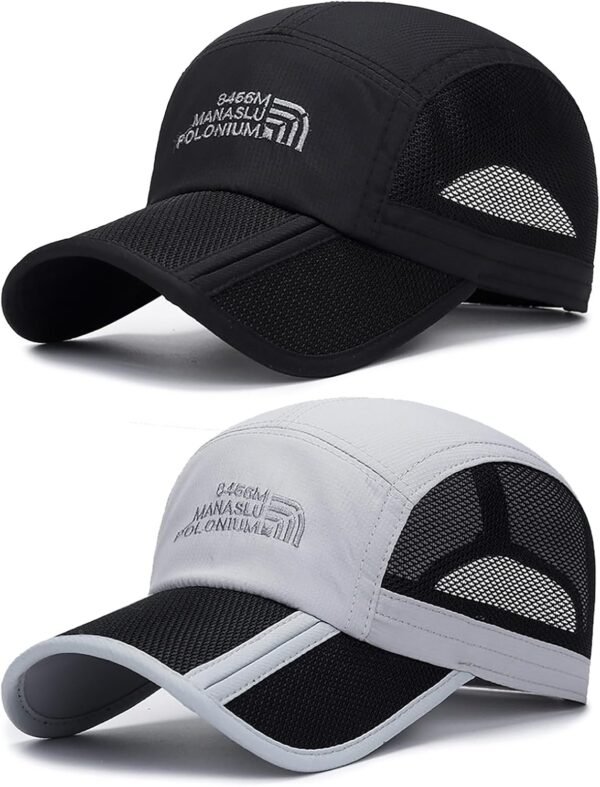 TAGVO 2 Paquets de Casquette de Baseball de Légère Pliable Unisexe, Casquette Running à Séchage Rapide en Maille, Chapeau de Golf Tennis Sport Anti-UV Protection Solaire Cap pour Femmes et Hommes