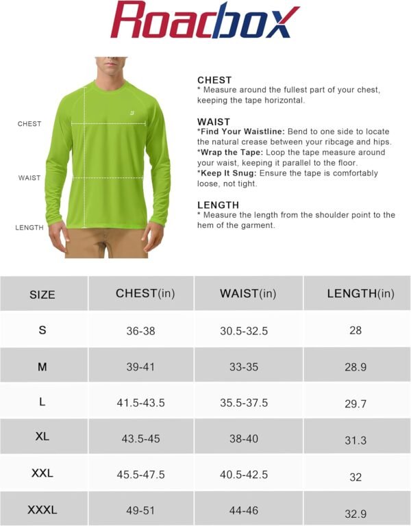 Roadbox Chemise de protection solaire UV UPF 50+ à manches longues pour homme, pour la pêche, la randonnée, la natation, la course à pied – Image 6