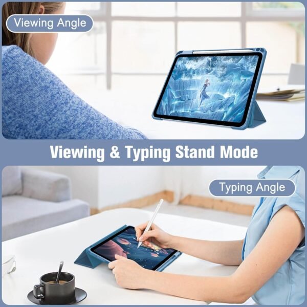 FINTIE Coque pour iPad (A16) 11ème Génération 11 Pouces 2025, iPad 10ème Génération 10.9 Pouces 2022 - [Rangement de Stylet] Coque Transparente Claire, Housse Bord Antichoc, Bleu Océan – Image 4