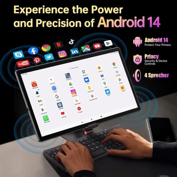 MESWAO 15.6 Pouces Tablette, Mes-B3 Grande Tablette Tactile avec écran IPS, Helio G99 Octa-Core, 6 Go RAM 128Go ROM(1TB TF), 12000 mAh, Android 13, BT 5.0, WiFi, Caméra de 32 MP – Image 5