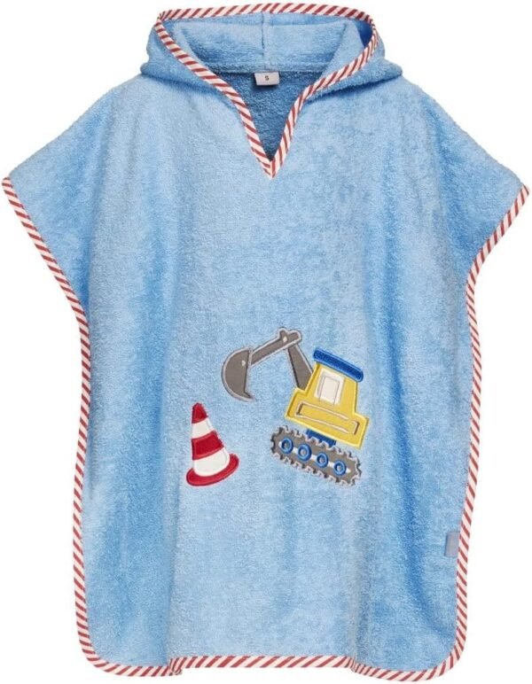 Playshoes Mixte Enfant Éponge Poncho Pelleteuse Pour, Excavatrice, L Ab Ca. 4 Ans EU