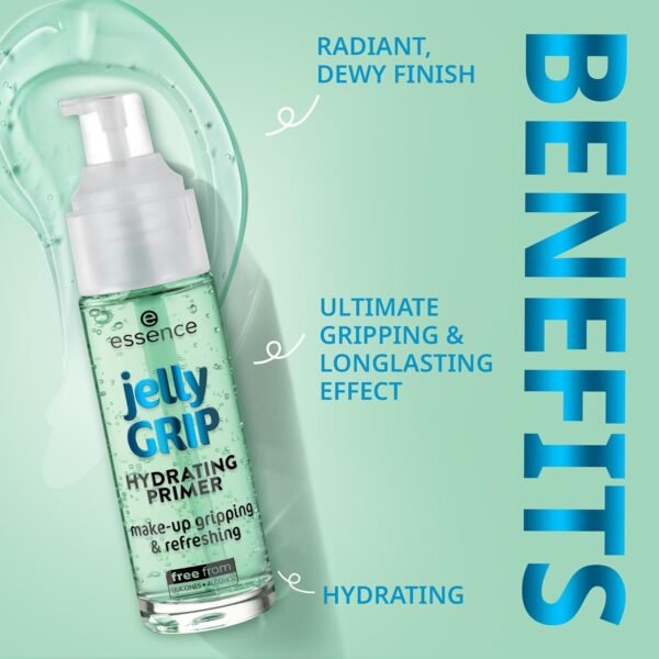 essence Jelly Grip - Hydratant - Vert - Lissage - Pour peau sèche - Végétalien - Sans parabène - Sans nanoparticules - Sans gluten - 29 ml – Image 3