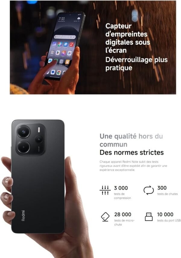 Xiaomi Smartphone Redmi Note 14,8+128GB,Noir,108Système de caméra MP IA,Batterie 5500mAh,écran de Soins oculIAres 120Hz,fonctionnalités IA (Chargeur Non Inclus)(Version Française+2 Ans de Garantie) – Image 11