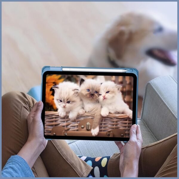FINTIE Coque pour iPad (A16) 11ème Génération 11 Pouces 2025, iPad 10ème Génération 10.9 Pouces 2022 - [Rangement de Stylet] Coque Transparente Claire, Housse Bord Antichoc, Bleu Océan – Image 7