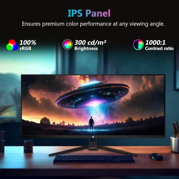 Z-Edge Ecran PC Gamer 34'', UWQHD(3440x1440), 165 Hz, IPS Panel, 1ms, Moniteur Ultrawide 21:9, FreeSync, 300cd/m², 2* DP1.4 & HDMI2.0, RGB, Inclinaison Réglable, VESA 75 * 75mm (DP Câble Inclus) – Image 4