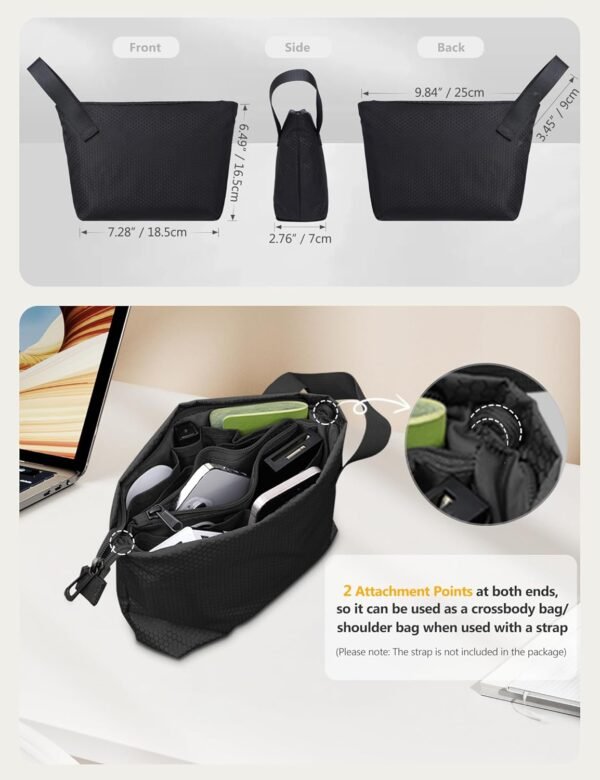 HYZUO Sac de Rangement Câble Pochette Voyage Multifonctionnel Organisateur pour Chargeur, Gadget, Cables USB, Cartes Mémoires, Accessoires Organiseur Sacoche Électronique Portable Pouch Sacs, Noir – Image 3