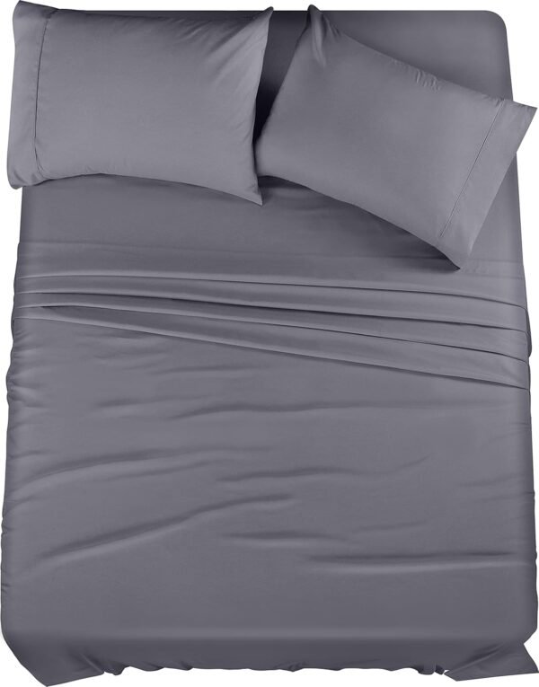 Utopia Bedding Parure de lit 4 pièces en Microfibre (Grand lit, Gris)