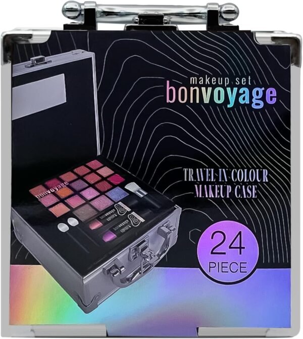 bonvoyage, Coffret Maquillage Femme 24 Pièces pour Yeux, Lèvres et Visage, avec Ombres Yeux, Rouges à Lèvres, Illuminateur, Bronzant et Plus, Accessoires Inclus, Travel in Colour – Image 2