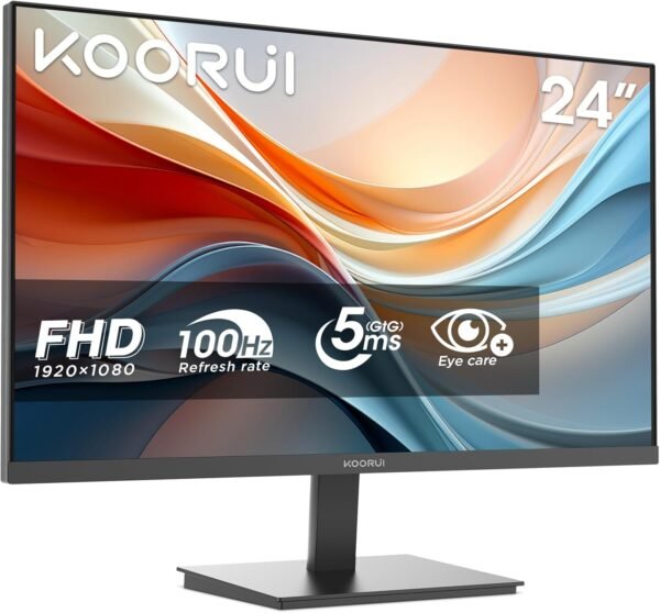 KOORUI E2412F 24 Pouces Ecran PC, FHD 1920 x 1080 100Hz Moniteur HDMI 1.4, Eye Care, inclinable de -5° à 15°, VESA 100 x 100mm