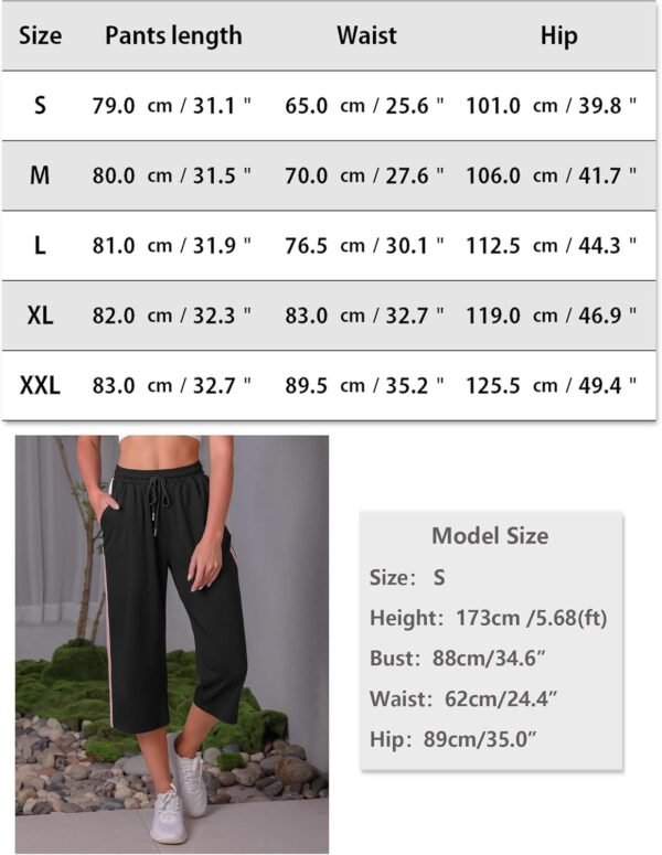 iClosam Pantalon Jogging Femme Coton Pantalons de Sport Été Longueur 3/4 Pantalon de Survêtement Taille Haute Pantalons Décontractés Couleur Contrastée pour Running Fitness S-XXL – Image 6