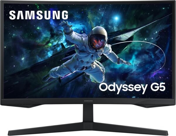 Samsung Ecran PC Odyssey G55C 27’’, 165Hz , 1ms, Dalle VA Incurvée 1000R, QHD : 2560x1440, 2500:1,HDR10, AMD FreeSync, Auto Source Switch +, Pied Ajustable, DisplayPort, HDMI