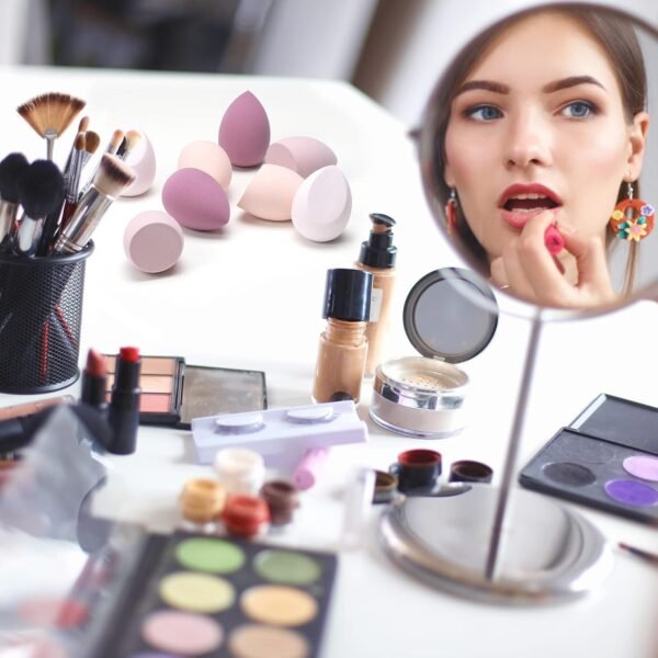 Beauty Blender, 8 Pièces éponge Fond de Teint éponge Maquillage pour Fonds de Teint, Poudres Liquides, Etc, éponge de Maquillage Existe en 3 Formes-Violet (Rose) – Image 6