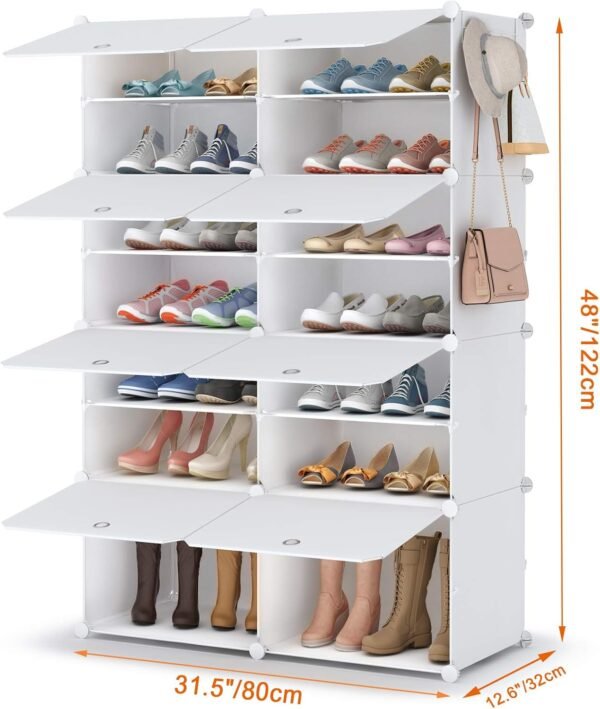 HOMIDEC Meuble Chaussure, 7 Niveaux Rangement Chaussure 28 Paires Etagere Chaussure, Armoire a Chaussures avec Porte pour Entrée Salon Chambre – Image 3