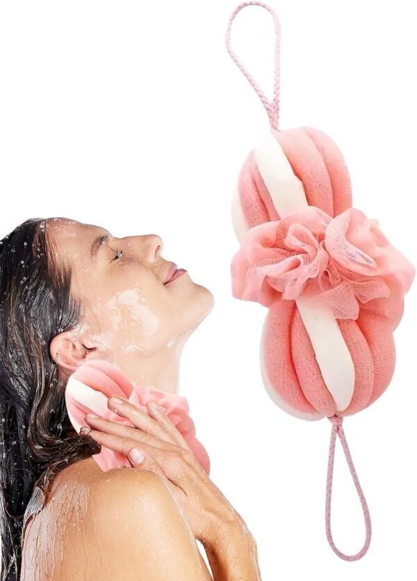 Luffa Douche pour femme, exfoliant et éponge naturelle pour hygiène personnelle – Pouf doux en maille en forme de filet pour hommes, femmes et – Image 7