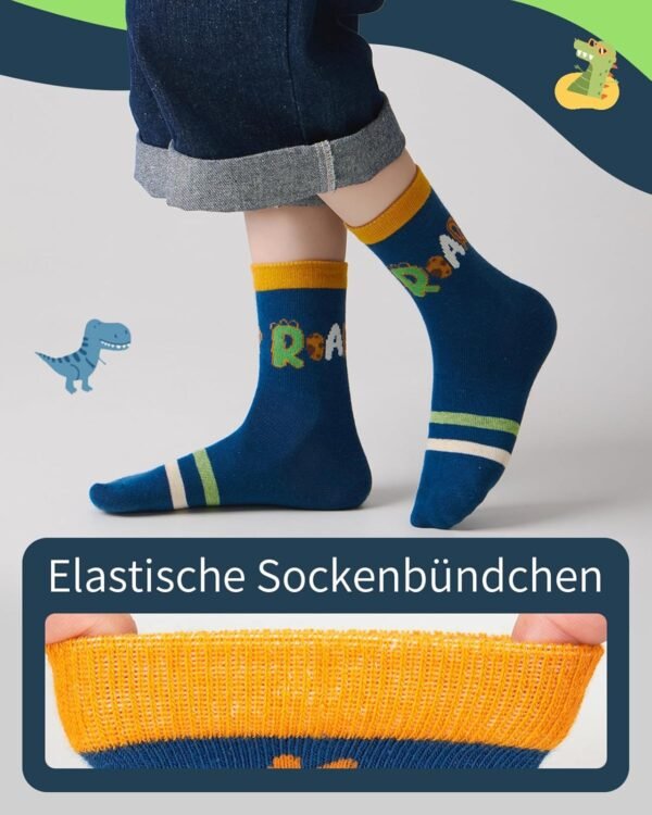 Kyopp Chaussettes rigolotes Enfants Filles et Garçons Drôles Chaussettes Animaux Coton Unisexe Kids Crew Socks 10 Paires 21-37 – Image 2